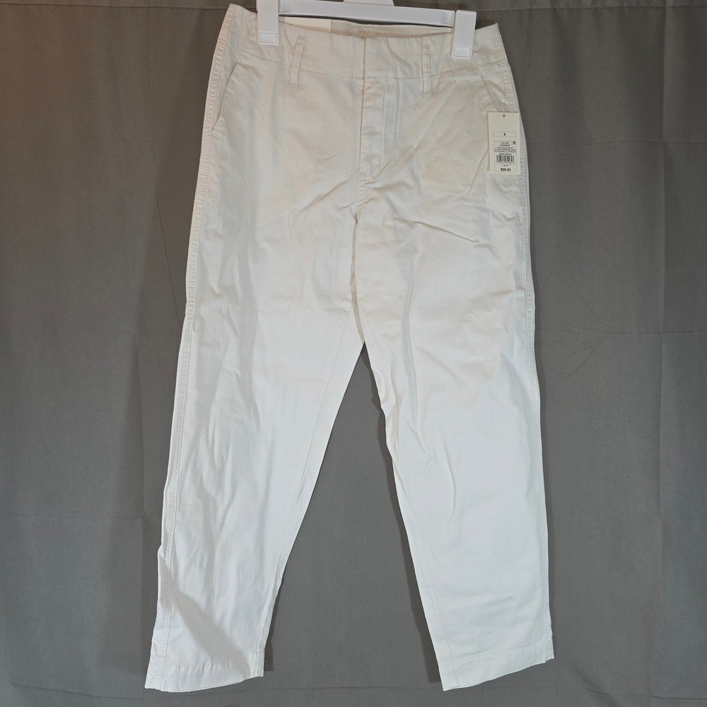 A New Day Womens High-Rise Straight Leg Chino Pants Cream 6R Stretch 6Z3KGW